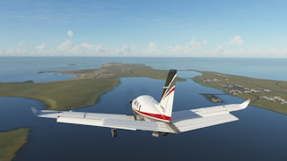 Final landing approach at Stanley (SFAL), Falkland Islands